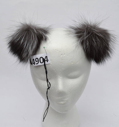 5" SILVER FOX Pom Poms- PAIR! Double Pom Poms, Fox Pom Pom, Fur Ears, Genuine Fur, Handmade Pom Pom, Fur Pom Pom Hat, Beanie, Knitted Hat