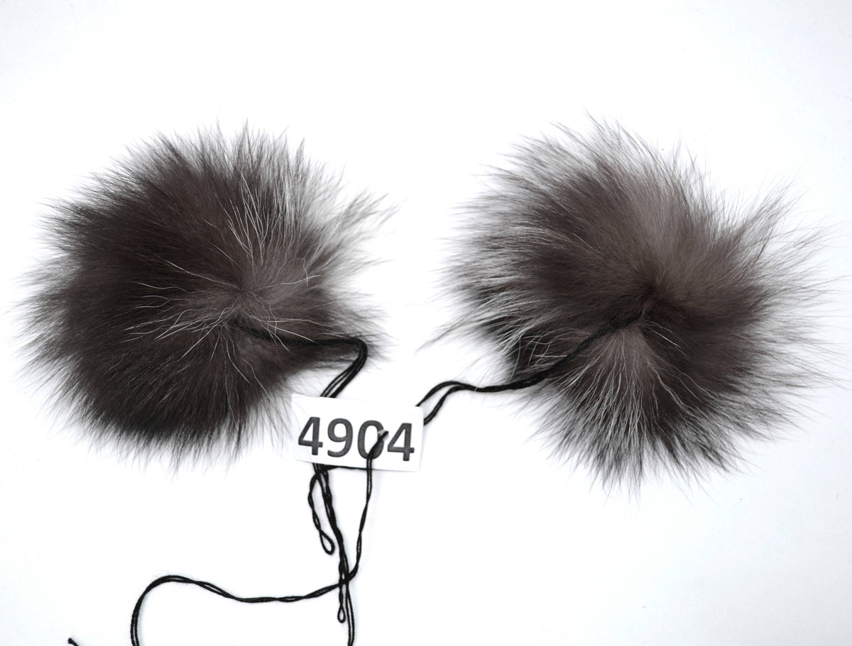 5" SILVER FOX Pom Poms- PAIR! Double Pom Poms, Fox Pom Pom, Fur Ears, Genuine Fur, Handmade Pom Pom, Fur Pom Pom Hat, Beanie, Knitted Hat