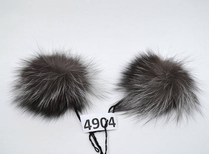 5" SILVER FOX Pom Poms- PAIR! Double Pom Poms, Fox Pom Pom, Fur Ears, Genuine Fur, Handmade Pom Pom, Fur Pom Pom Hat, Beanie, Knitted Hat