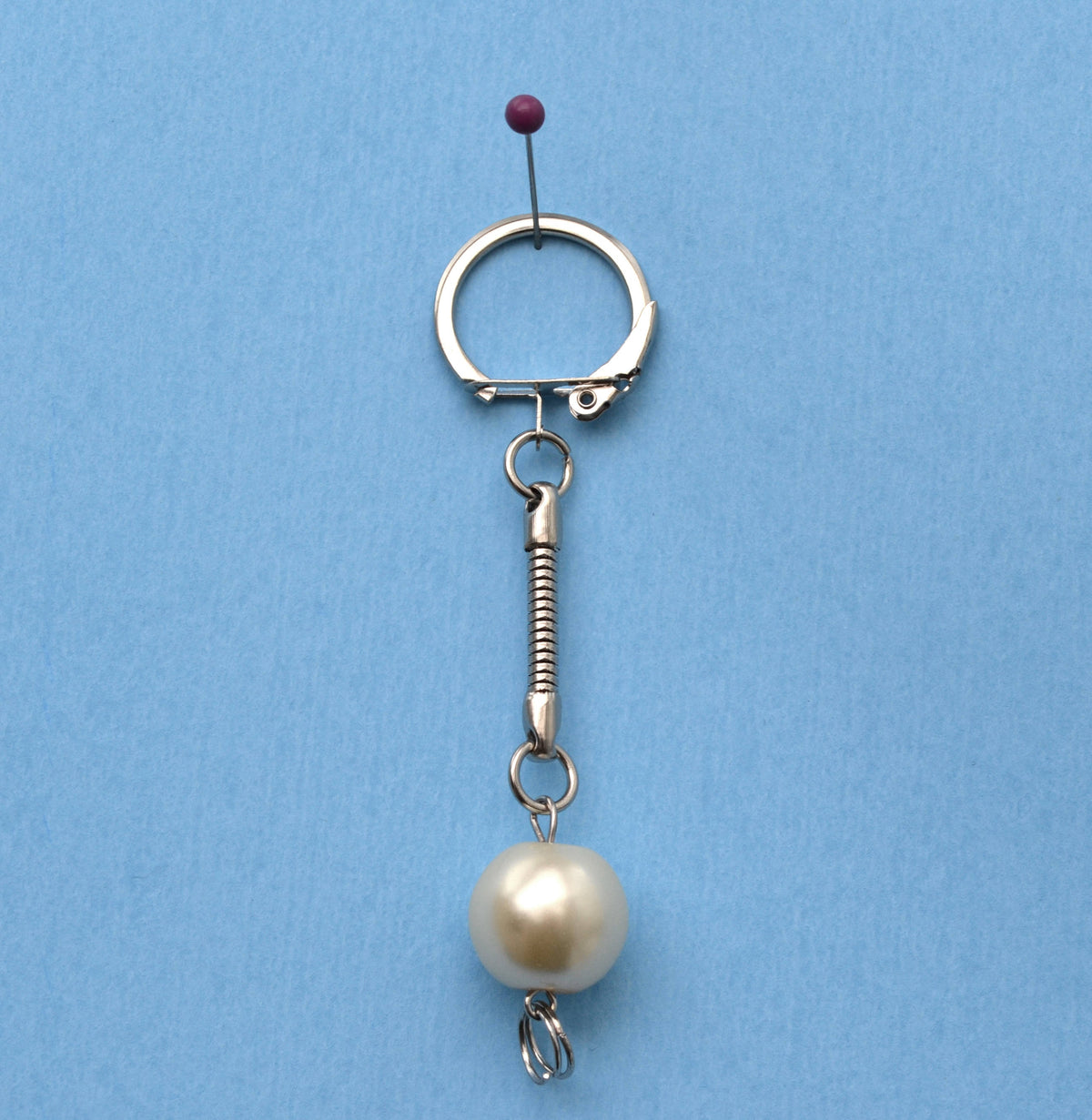 Keychain Ring, Key Rings, Silver Tone 90mm x 20mm, Bag Charm, Key Chain for Pom Pom, Key ring, Pendant, Jewelry, Attached Chain