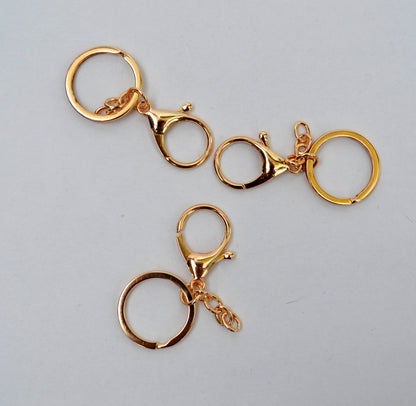 Keychain Ring With Big Lobster Clasp Flat Split Ring for Key Curb Chain Bag Charm Key Chain for Pom Pom Pendant Jewelry Golden Keychain