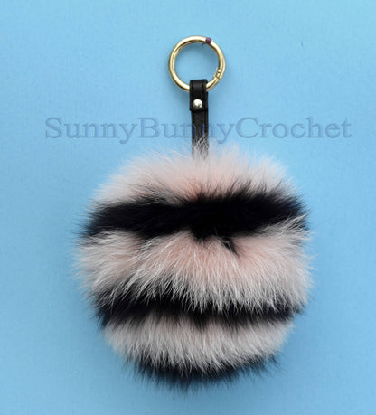 6" POM POM CHARM, Fur Keychain,  Large Fox Bag Charm, Key Chain Charm, Fox Fur Pom Pom, Rainbow Pom Pom, Fur Ball, Pendant Fur, Multicolor