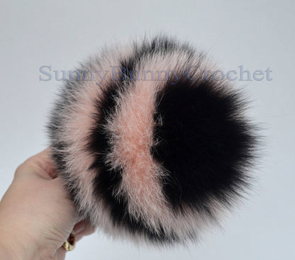 6" POM POM CHARM, Fur Keychain,  Large Fox Bag Charm, Key Chain Charm, Fox Fur Pom Pom, Rainbow Pom Pom, Fur Ball, Pendant Fur, Multicolor
