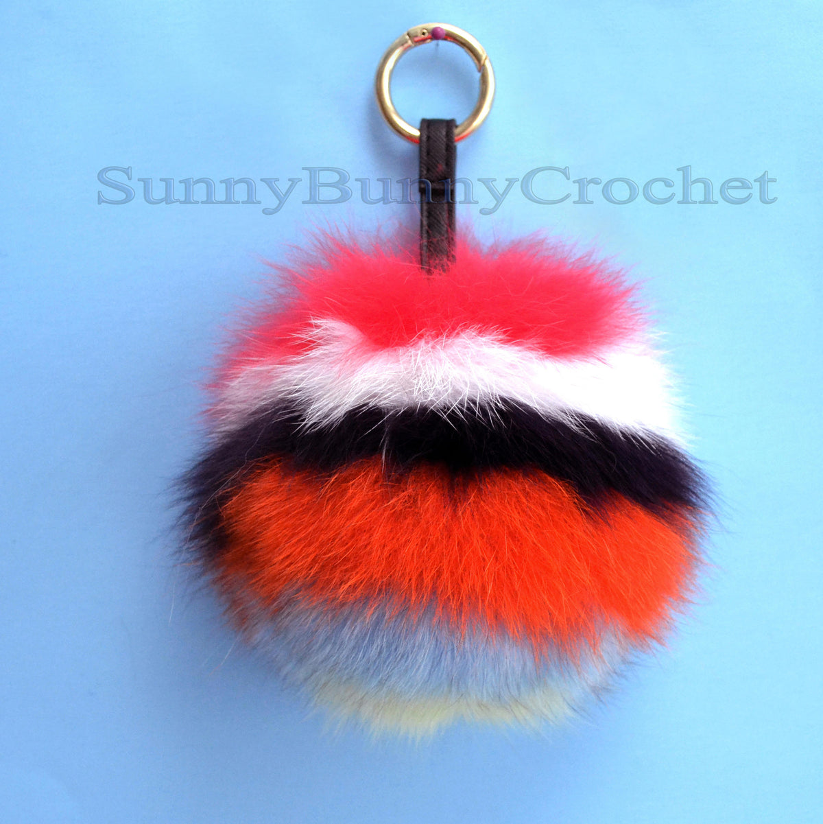 6" FUR POM POM Keychain, Large Fox Bag Charm, Key Chain Charm, Fox Fur Pom Pom, Rainbow Pom Pom, Fur Ball, Pendant Fur, Keyring, Multicolor
