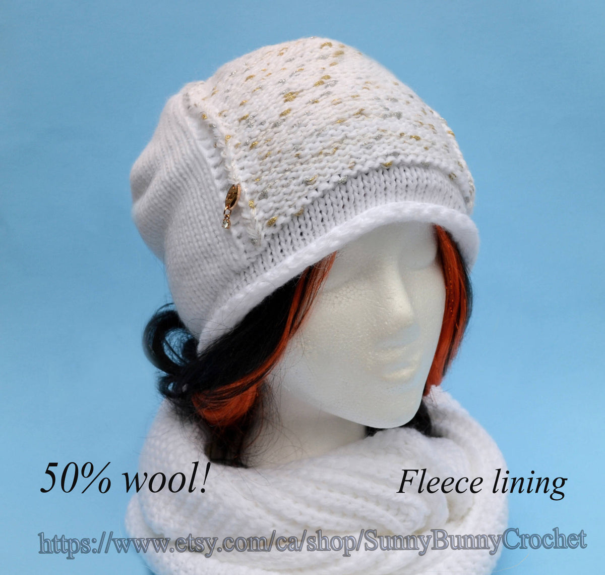 Women’s Knitted Hat & Infinity Scarf Set – Wool Blend Winter Set
