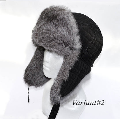 MENS FUR HAT,  Fur Ear Flap Hat, Trapper Hat, Aviator Hat, Ushanka, Russian Hat, Ski Hat, Rabbit Fur, Fur Hat Ear Flaps, Gift for Men