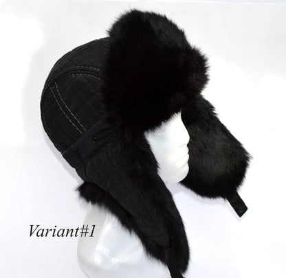 FUR EAR FLAP Hat, Men real fur hat, Trapper Hat, Aviator Hat, Ushanka, Russian Hat, Ski Hat, Rabbit Fur, Fur Hat Ear Flaps, Gift for Men