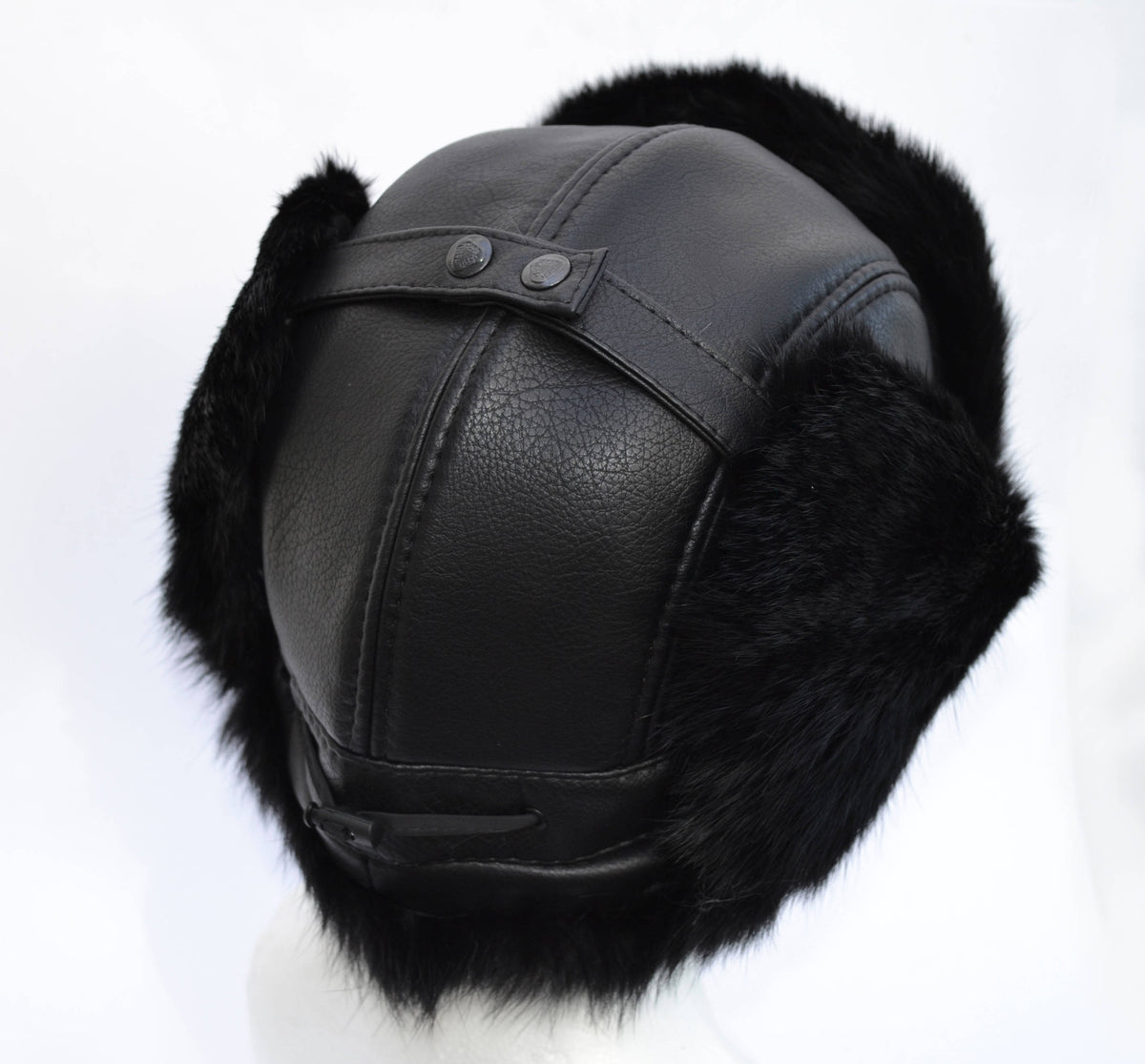 FAUX LEATHER Ear Flap Hat, Men real fur hat, Trapper Hat, Aviator Hat, Ushanka, Russian Hat, Ski Hat, Rabbit Fur, Fur Hat, Gift for Men