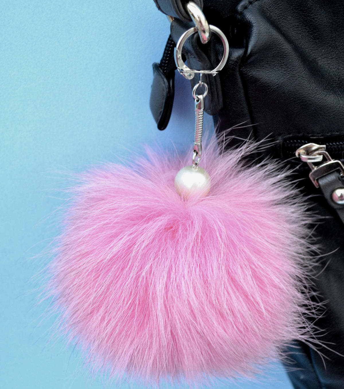 Keychain Ring, Key Rings, Silver Tone 90mm x 20mm, Bag Charm, Key Chain for Pom Pom, Key ring, Pendant, Jewelry, Attached Chain