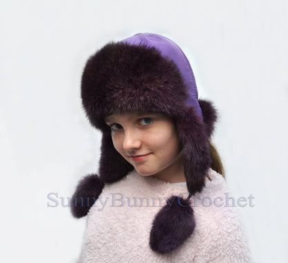 EAR FLAP HAT, Rabbit Fur Kids Hat, Ushanka Hat, Child Hat, Fur Hat with Ear Flaps, Warm Hat, Childs Fur Hat, Trapper Hat, Girl Hat, Fur