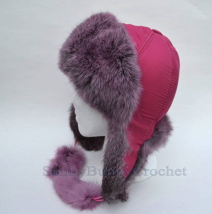 EAR FLAP HAT, Rabbit Fur Kids Hat, Ushanka Hat, Child Hat, Fur Hat with Ear Flaps, Warm Hat, Childs Fur Hat, Trapper Hat, Girl Hat, Fur