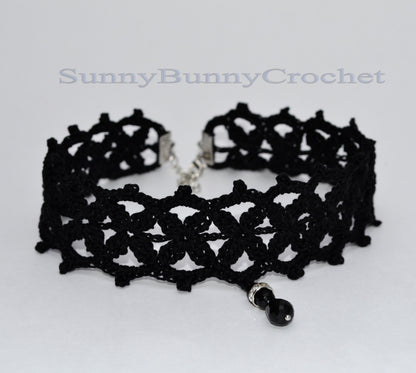 Crocheted Choker Necklaces, Necklaces for Women, Crochet Collar, Black Choker, Crochet Choker, Crochet Jewelry, Necklace, Gift for Her