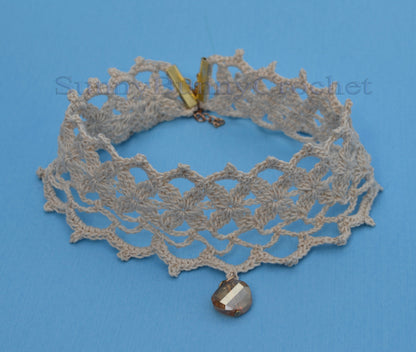 Crochet Choker, Choker Necklace, Crochet Collar, White Choker, Knit Women Necklace, Wedding Necklace, Crochet Jewelry, Gift for her