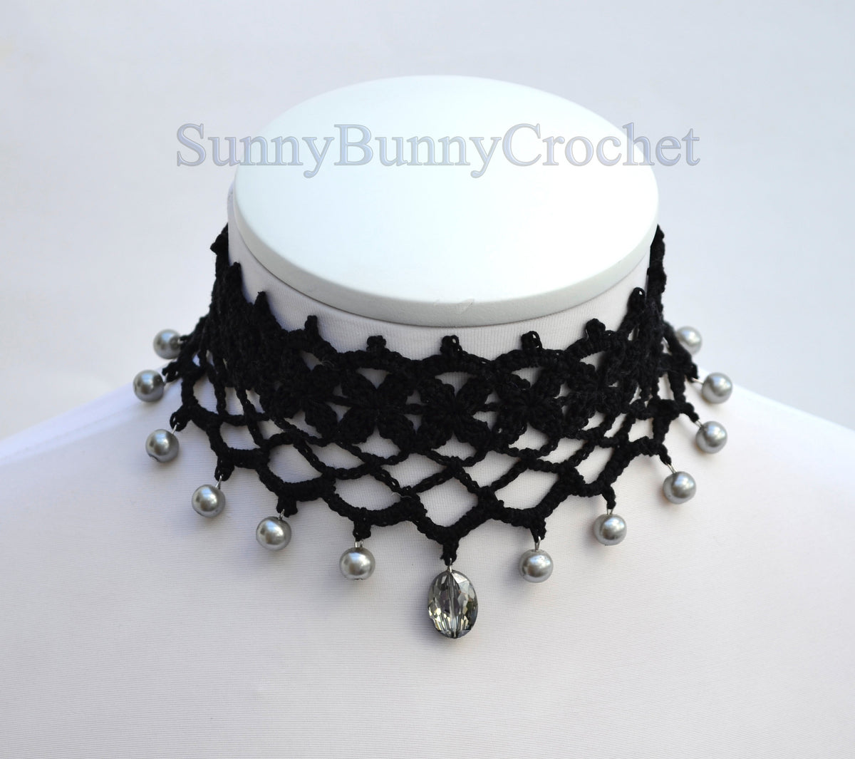 Black necklace choker, Black necklace for women, Choker necklace Black, Black statement necklace, Choker beaded Black, Cotton Choker, Boho