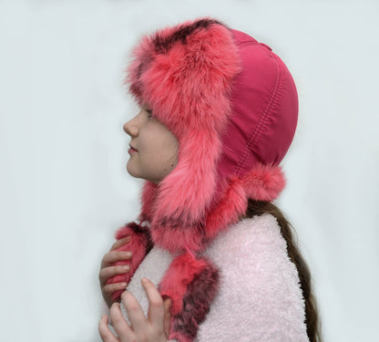 WINTER TRAPPER Hat, Ear Flap Hat, Rabbit Fur Kids Hat, Ushanka Hat, Child Hat, Fur Hat with Ear Flaps, Warm Hat, Childs Fur Hat, Women Hat