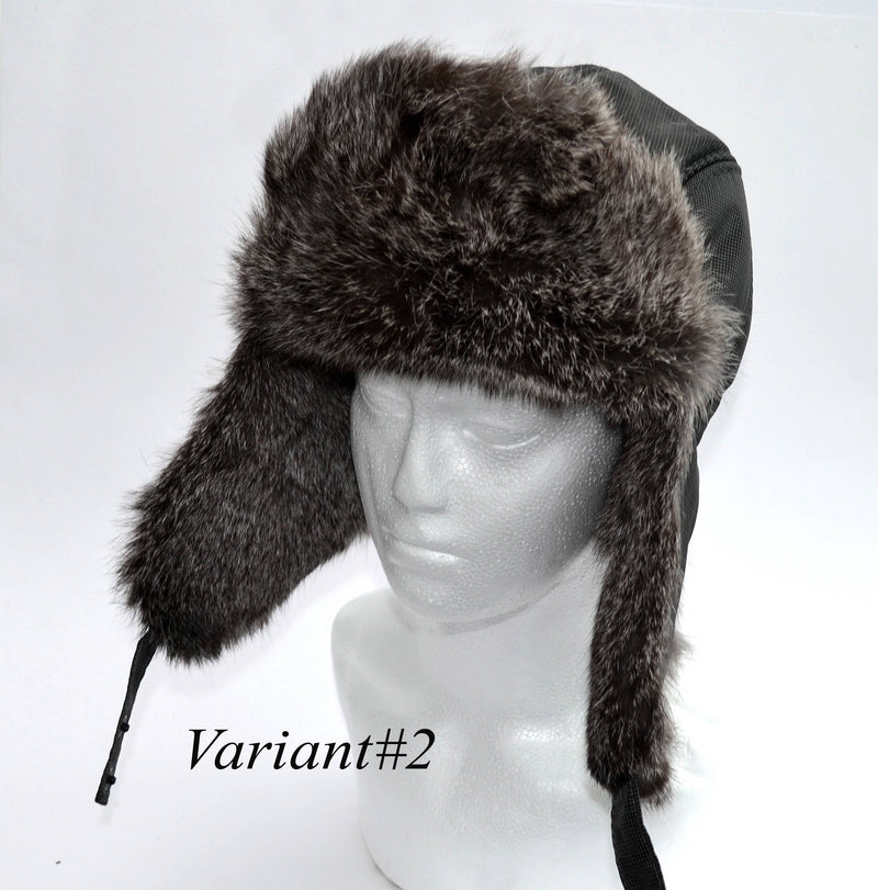 FUR EAR FLAP Hat, Men real fur hat, Trapper Hat, Aviator Hat, Ushanka, Russian Hat, Ski Hat, Rabbit Fur, Fur Hat Ear Flaps, Real Fur Hat
