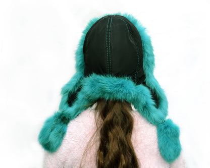 Real Fur Hat, Fur Ear flap Hat, Ushanka Hat, Child Hat, Fur Hat with Ear Flaps, Warm Hat, Childs Fur Hat, Trapper Hat, Rabbit Fur, Kids Hat