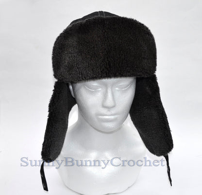 FAUX FUR Ear Flap Hat, Men real fur hat, Trapper Hat, Aviator Hat, Ushanka, Russian Hat, Ski Hat, Rabbit Fur, Fur Hat, Gift for Men