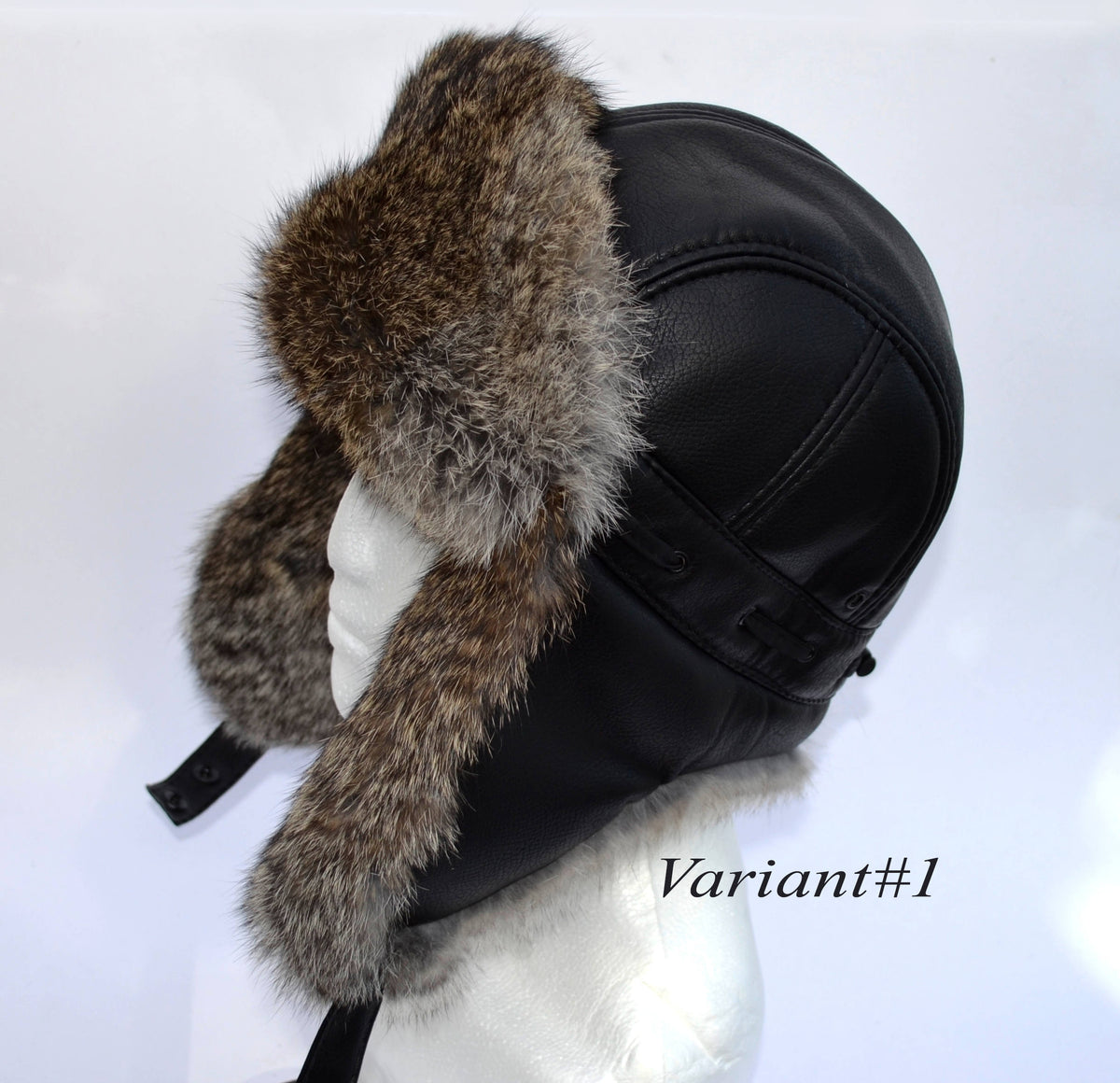 FAUX LEATHER Ear Flap Hat, Men real fur hat, Trapper Hat, Aviator Hat, Ushanka, Russian Hat, Ski Hat, Rabbit Fur, Fur Hat, Gift for Men