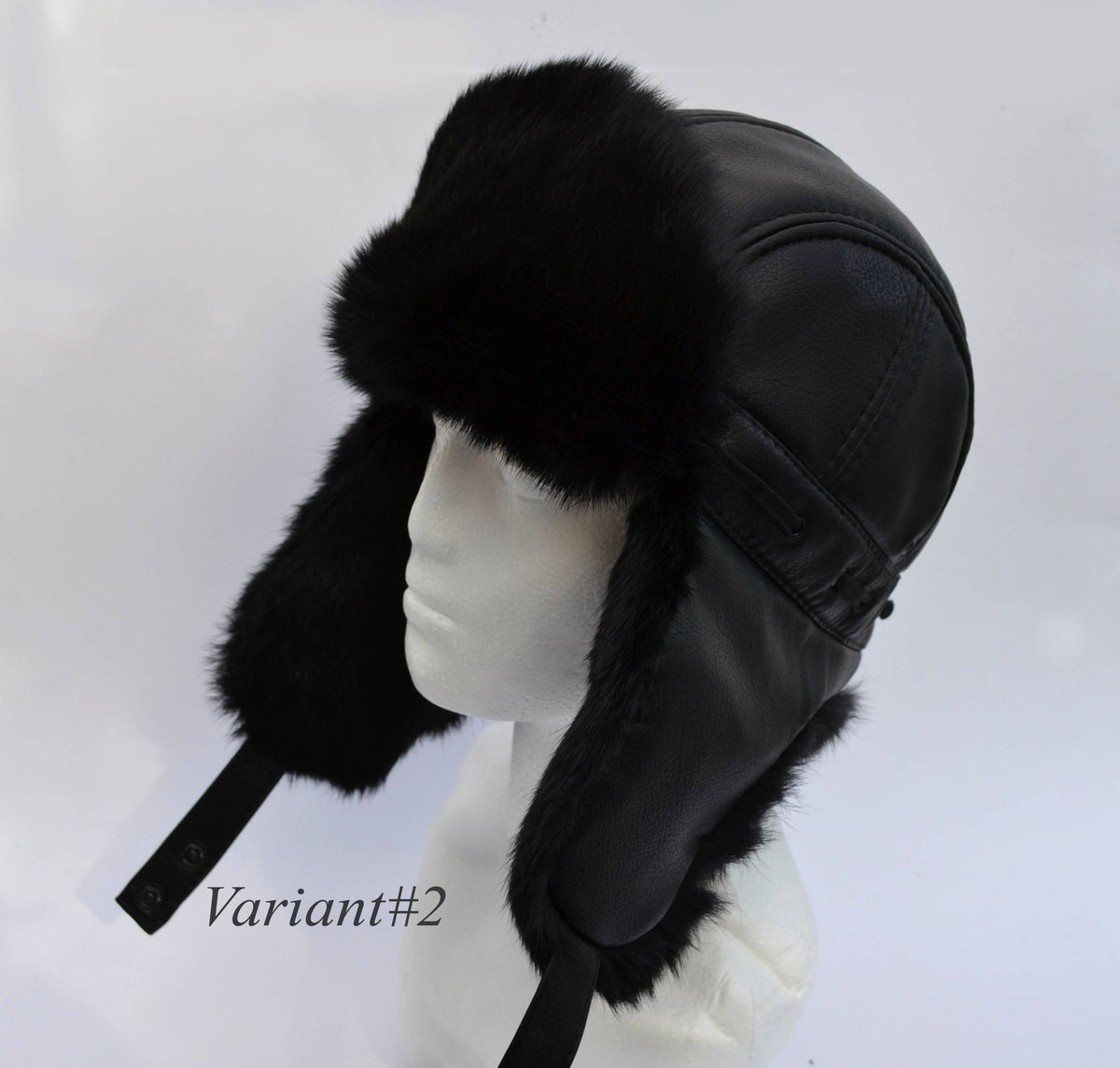FAUX LEATHER Ear Flap Hat, Men real fur hat, Trapper Hat, Aviator Hat, Ushanka, Russian Hat, Ski Hat, Rabbit Fur, Fur Hat, Gift for Men