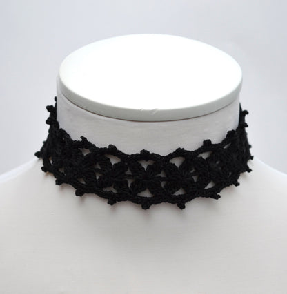 Crocheted Choker Necklaces, Necklaces for Women, Crochet Collar, Black Choker, Crochet Choker, Crochet Jewelry, Necklace, Gift for Her