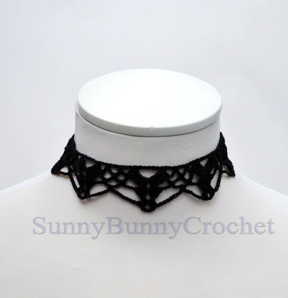 Gothic black necklace choker, Lace Necklace women, Choker necklace Black, Black statement necklace, Spider Net Black, Cotton Choker, Boho