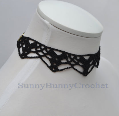 Gothic black necklace choker, Lace Necklace women, Choker necklace Black, Black statement necklace, Spider Net Black, Cotton Choker, Boho