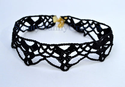 Gothic black necklace choker, Lace Necklace women, Choker necklace Black, Black statement necklace, Spider Net Black, Cotton Choker, Boho