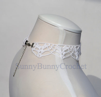 CHOKER NECKLACES For Women, White lace choker, Crocheted necklace, Boho choker, Lace choker, Dainty choker, Choker collar, Wedding Necklace