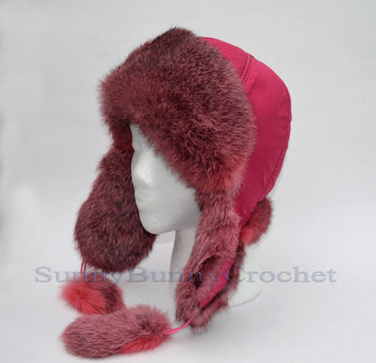 WINTER TRAPPER Hat, Ear Flap Hat, Rabbit Fur Kids Hat, Ushanka Hat, Child Hat, Fur Hat with Ear Flaps, Warm Hat, Childs Fur Hat, Women Hat