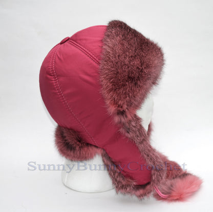 WINTER TRAPPER Hat, Ear Flap Hat, Rabbit Fur Kids Hat, Ushanka Hat, Child Hat, Fur Hat with Ear Flaps, Warm Hat, Childs Fur Hat, Women Hat