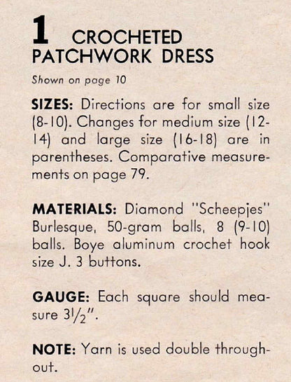 VINTAGE CROCHETED Dress Pattern Retro 1960s Patchwork Lace Short Tunic Cover Instant PDF Download Summer Party Mini Dress Top Women Lady