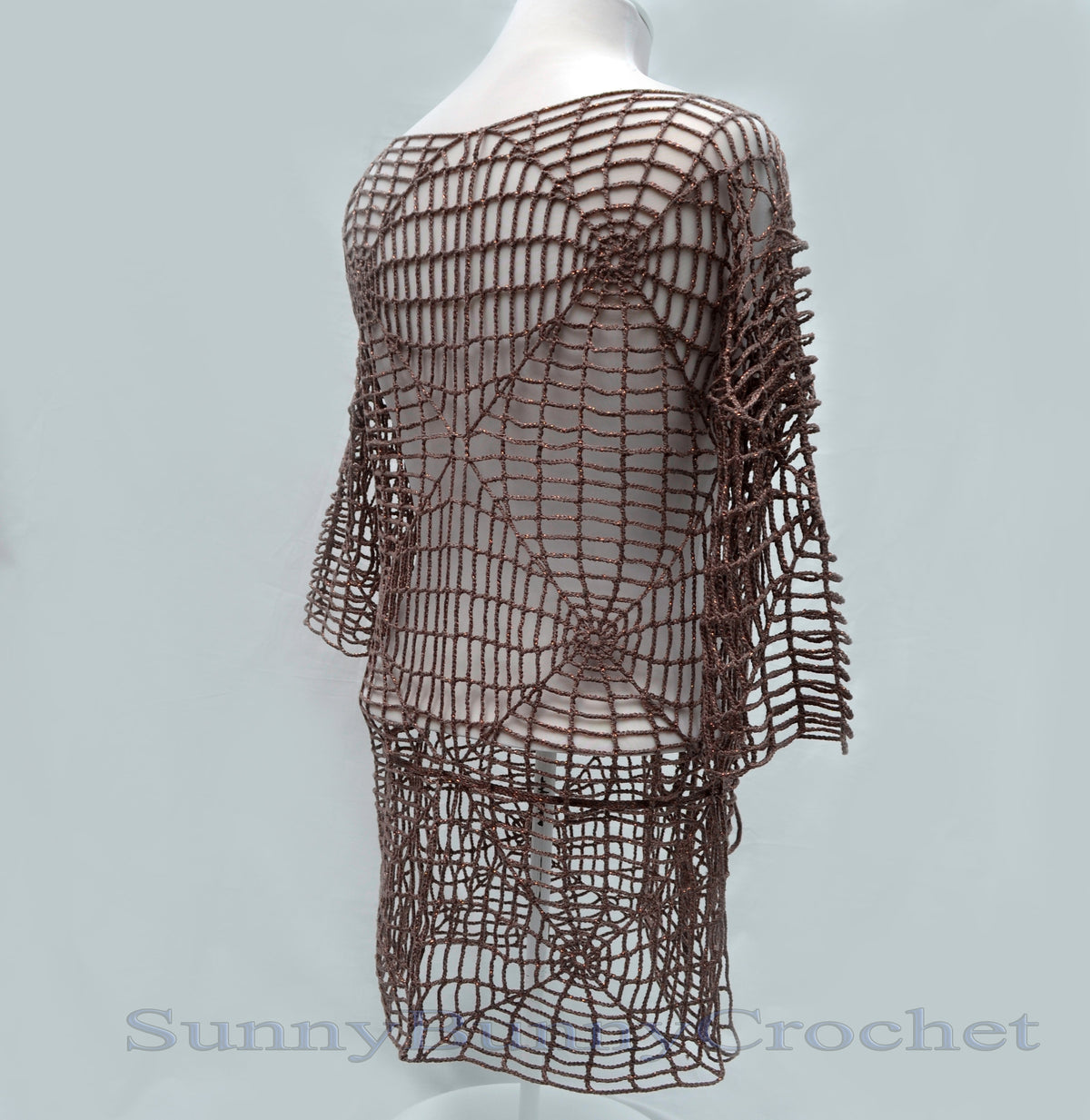 CROCHET SUMMER DRESS, Beach Cover Up, Crochet Women Tunic, Knitted Tunic, Summer Dress, Openwork, Spider Tunic,  Sexy Lace Dress, Mini, S