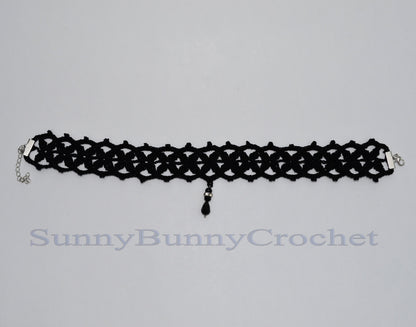 Crocheted Choker Necklaces, Necklaces for Women, Crochet Collar, Black Choker, Crochet Choker, Crochet Jewelry, Necklace, Gift for Her