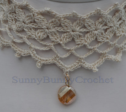 Crochet Choker, Choker Necklace, Crochet Collar, White Choker, Knit Women Necklace, Wedding Necklace, Crochet Jewelry, Gift for her