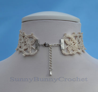 CHOKER NECKLACES  For Women, White lace choker, Crocheted necklace, Boho choker, Lace choker, Dainty choker, Choker collar, Wedding Necklace