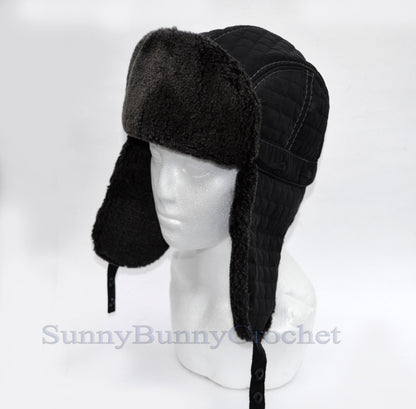 FAUX FUR Ear Flap Hat, Men real fur hat, Trapper Hat, Aviator Hat, Ushanka, Russian Hat, Ski Hat, Rabbit Fur, Fur Hat, Gift for Men