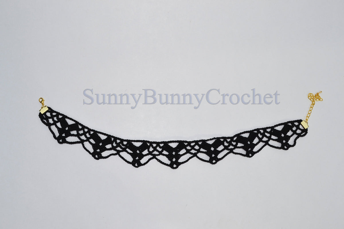 Gothic black necklace choker, Lace Necklace women, Choker necklace Black, Black statement necklace, Spider Net Black, Cotton Choker, Boho