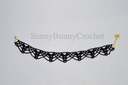 Gothic black necklace choker, Lace Necklace women, Choker necklace Black, Black statement necklace, Spider Net Black, Cotton Choker, Boho