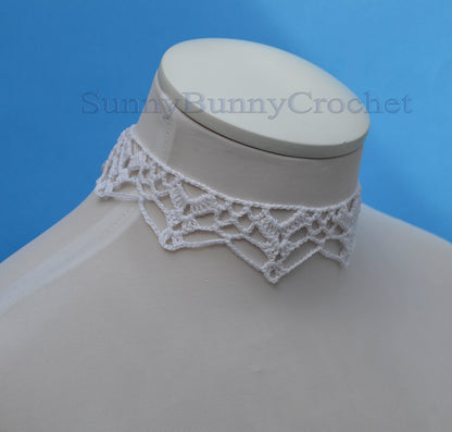 CHOKER NECKLACES For Women, White lace choker, Crocheted necklace, Boho choker, Lace choker, Dainty choker, Choker collar, Wedding Necklace