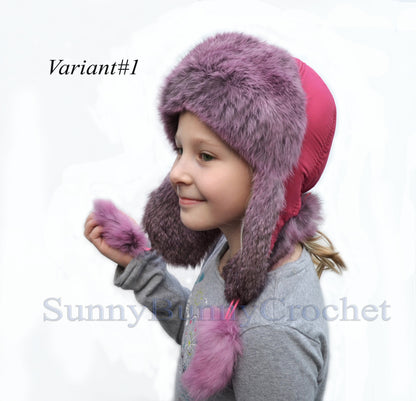 WINTER TRAPPER Hat, Ear Flap Hat, Rabbit Fur Kids Hat, Ushanka Hat, Child Hat, Fur Hat with Ear Flaps, Warm Hat, Childs Fur Hat, Women Hat