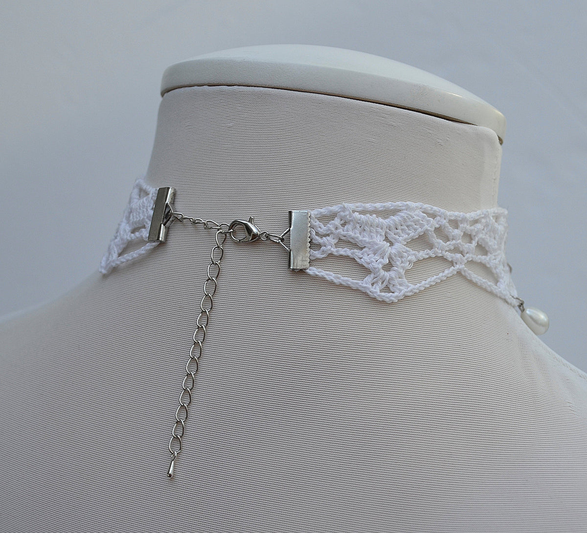 Crocheted Cotton Necklace,  Crochet Necklace for Women, Cotton Choker , Yarn Necklace, White statement necklace,Wedding, Gift for Her
