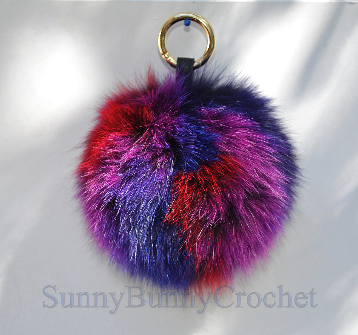 6" REAL FUR POM Pom Key chain, Fur Bag Charm,  Key Chain Charm, Large Fox Fur Pom Pom, Rainbow Pom Pom, Fur Ball,  Keyring, Multicolor