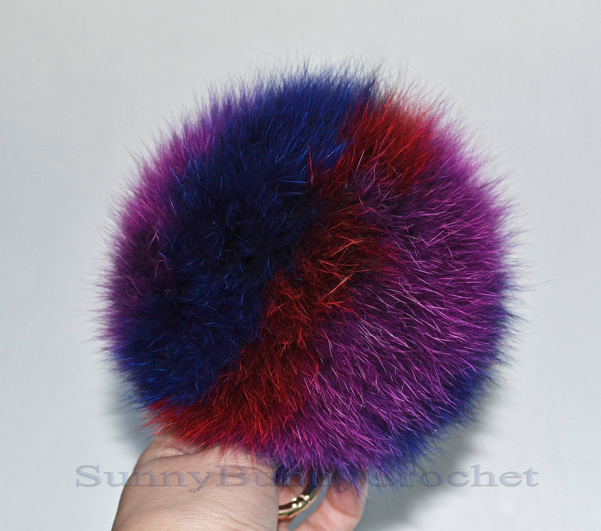 6" REAL FUR POM Pom Key chain, Fur Bag Charm,  Key Chain Charm, Large Fox Fur Pom Pom, Rainbow Pom Pom, Fur Ball,  Keyring, Multicolor
