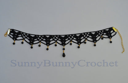 Gothic black necklace choker, Lace Necklace women, Choker necklace Black, Black statement necklace, Spider Net Black, Cotton Choker, Boho