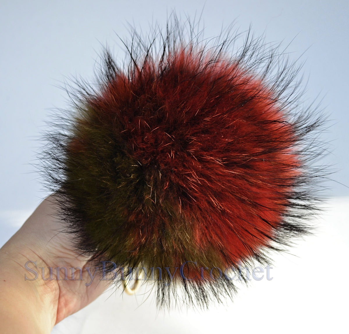 7" REAL FUR POM Pom Key chain, Fur Bag Charm, Key Chain Charm, Large Raccoon Fur Pom Pom, Rainbow Pom Pom, Fur Ball, Keyring, Multicolor