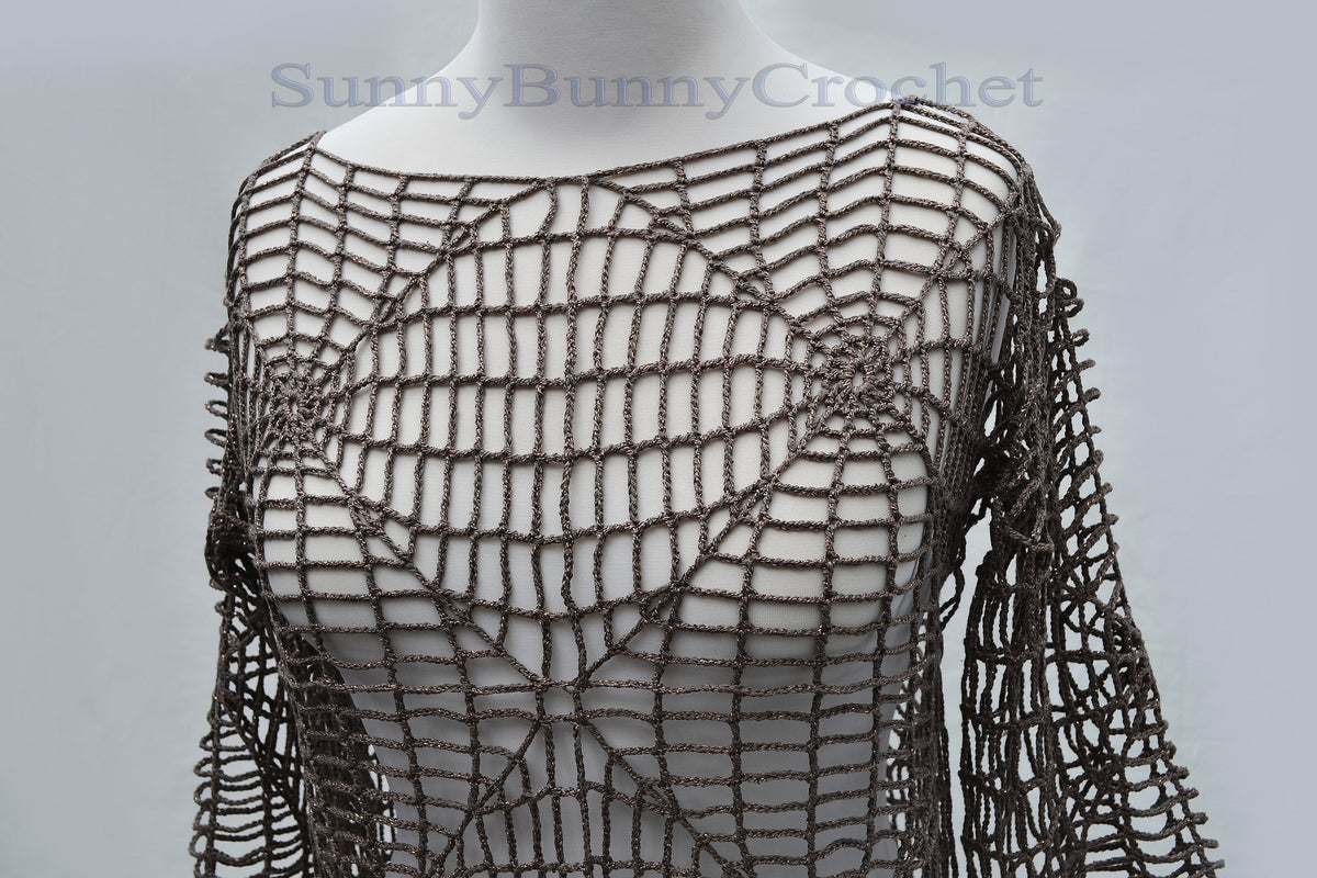 CROCHET SUMMER DRESS, Beach Cover Up, Crochet Women Tunic, Knitted Tunic, Summer Dress, Openwork, Spider Tunic,  Sexy Lace Dress, Mini, S