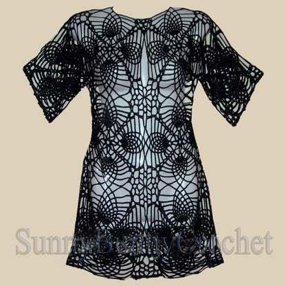 CROCHET BEACH Cover Up, Crochet Tunic, Crochet Top, Crochet Women Dress, Knit Tunic, Summer, Pineapple Pattern, Sexy Lace Dress, Mini, XS