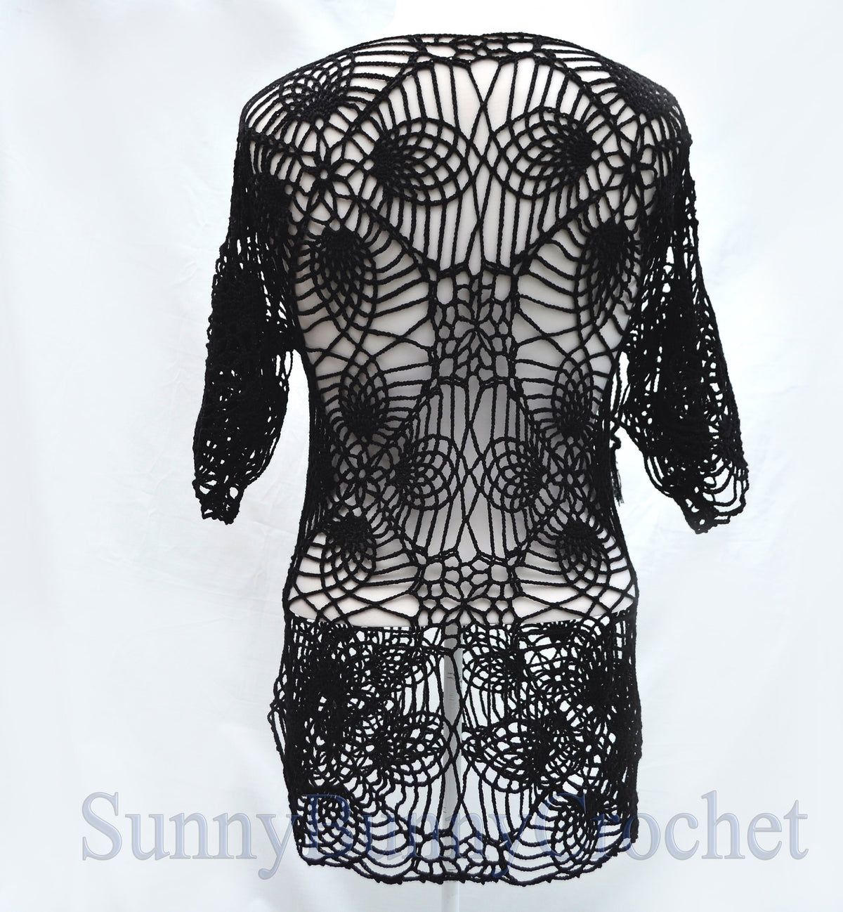 CROCHET BEACH Cover Up, Crochet Tunic, Crochet Top, Crochet Women Dress, Knit Tunic, Summer, Pineapple Pattern, Sexy Lace Dress, Mini, XS
