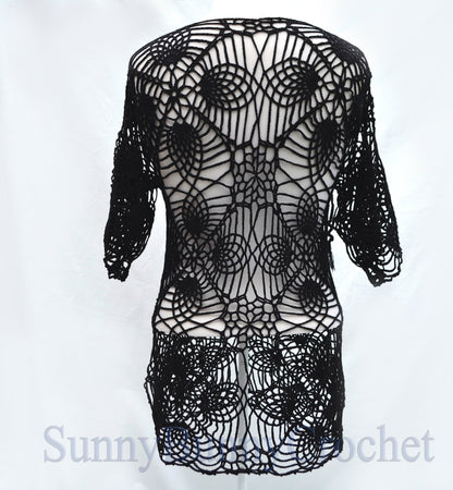 CROCHET BEACH Cover Up, Crochet Tunic, Crochet Top, Crochet Women Dress, Knit Tunic, Summer, Pineapple Pattern, Sexy Lace Dress, Mini, XS